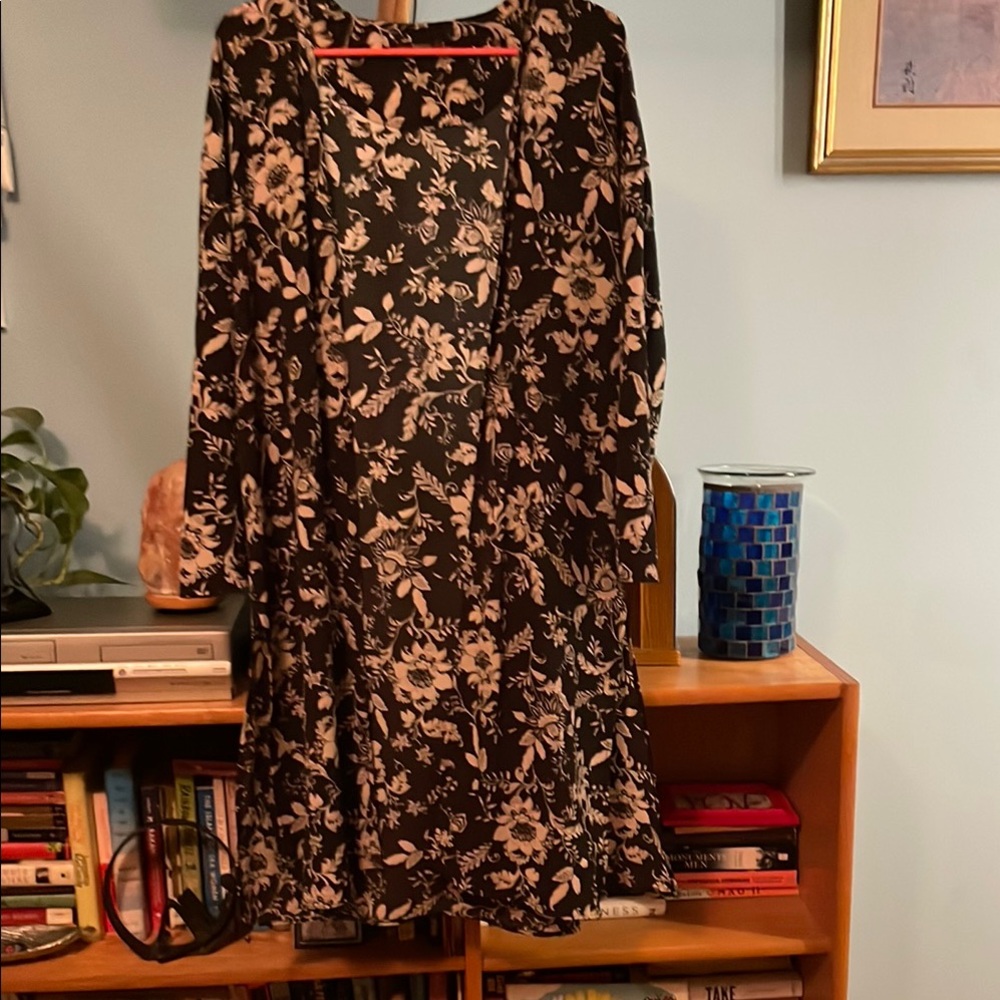 Bershka Black and Cream Long Sleeve Sundress